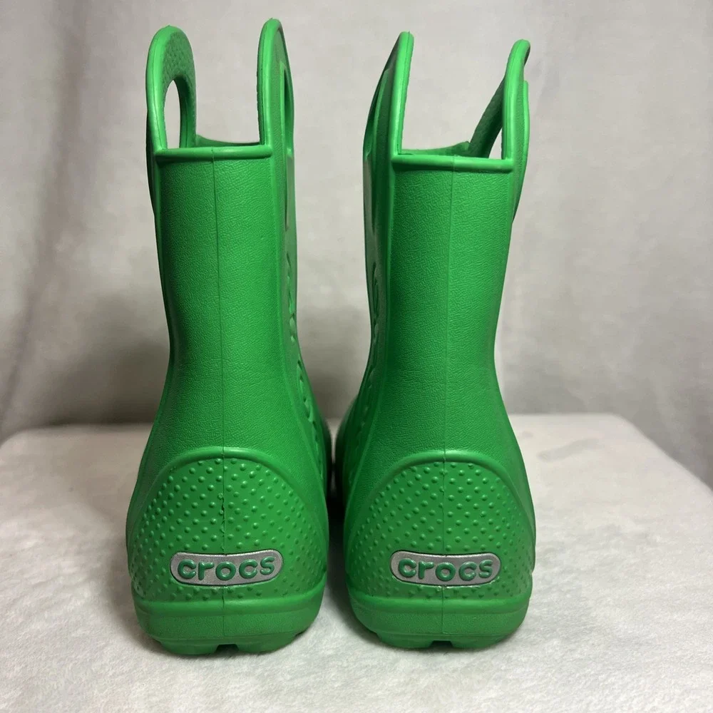Crocs Kids Handle It Rain Boots Green Waterproof Pull On Size C9 Toddler
